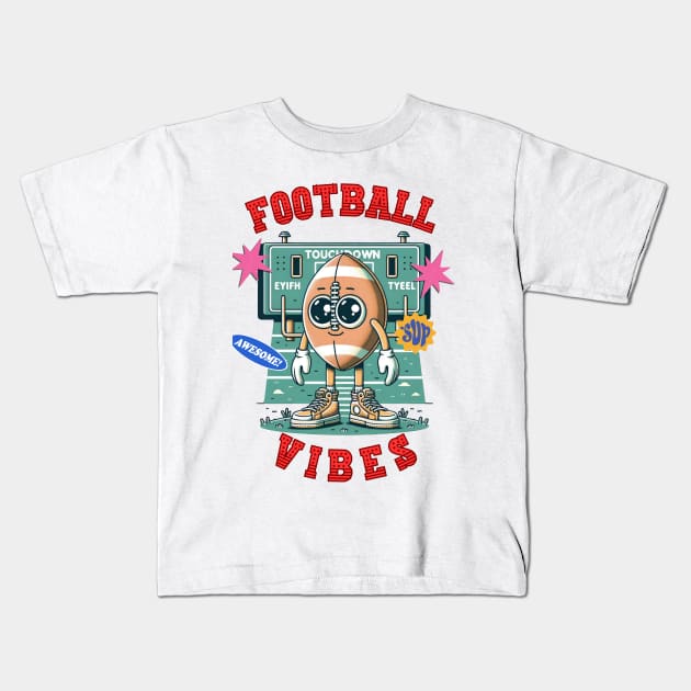 Retro American Football Vibes Kids T-Shirt by zsay